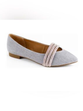 Find Her Keep Her Unbound Gray Jewel Chain Flat Pointed Toe Shoe size 11.5